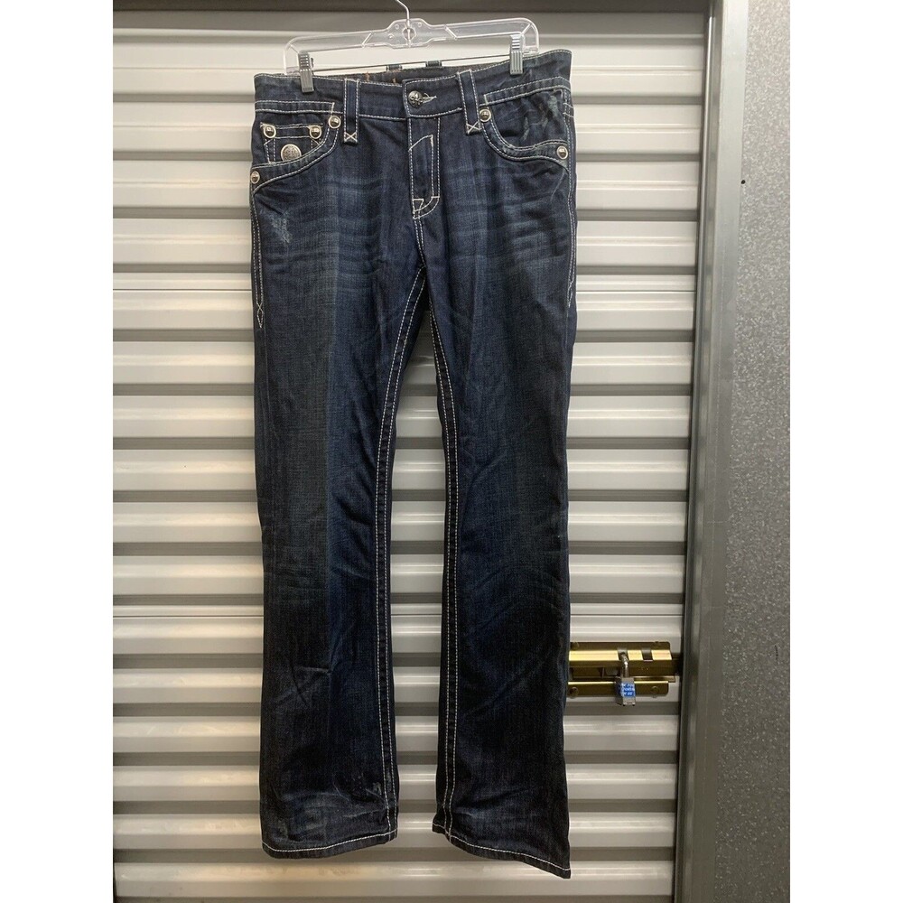 Rock Revival Men’s John Straight Distressed Blue Jeans 32x34